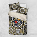 Collingwood Football Club Bedding Set Indigenous Monochrome Dot Art Mascot Style