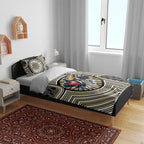 Collingwood Football Club Bedding Set Indigenous Monochrome Dot Art Mascot Style