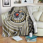 Collingwood Football Club Blanket Indigenous Monochrome Dot Art Mascot Style