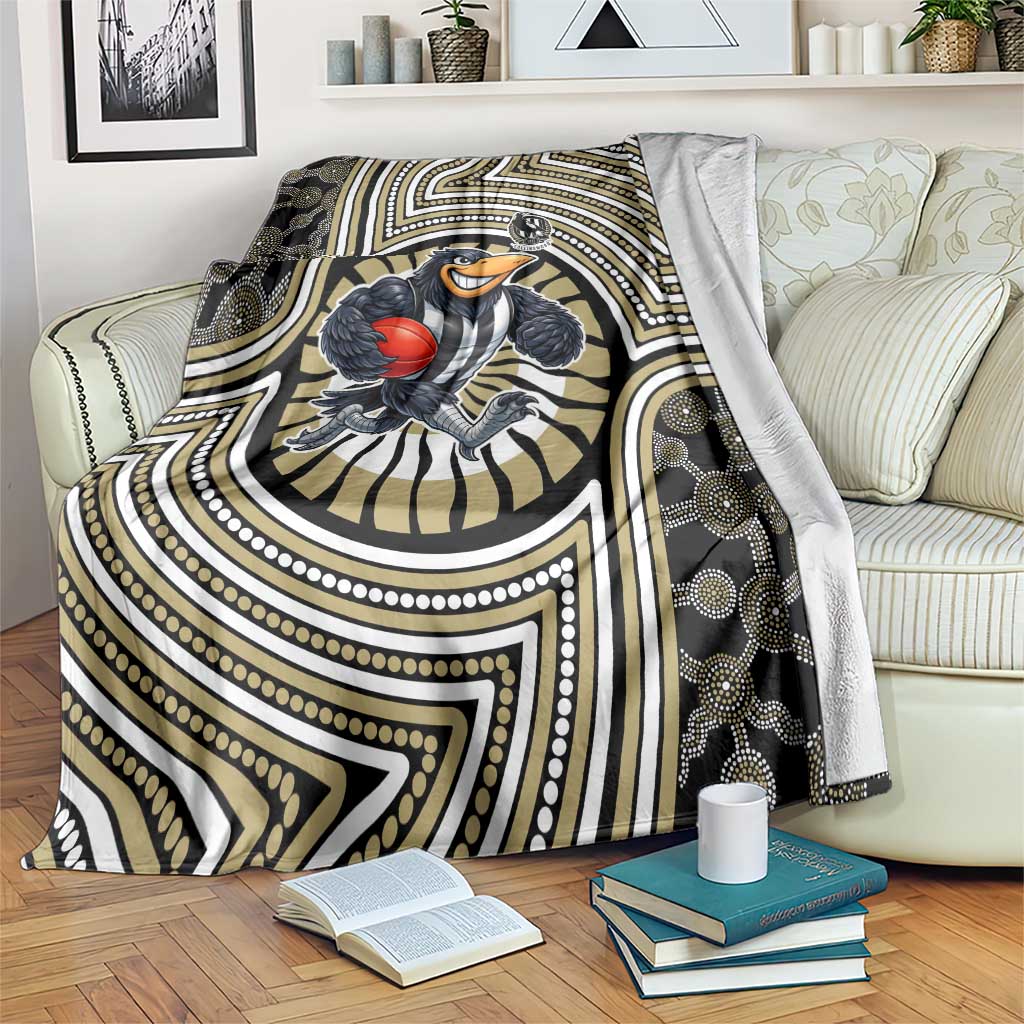 Collingwood Football Club Blanket Indigenous Monochrome Dot Art Mascot Style