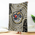 Collingwood Football Club Blanket Indigenous Monochrome Dot Art Mascot Style