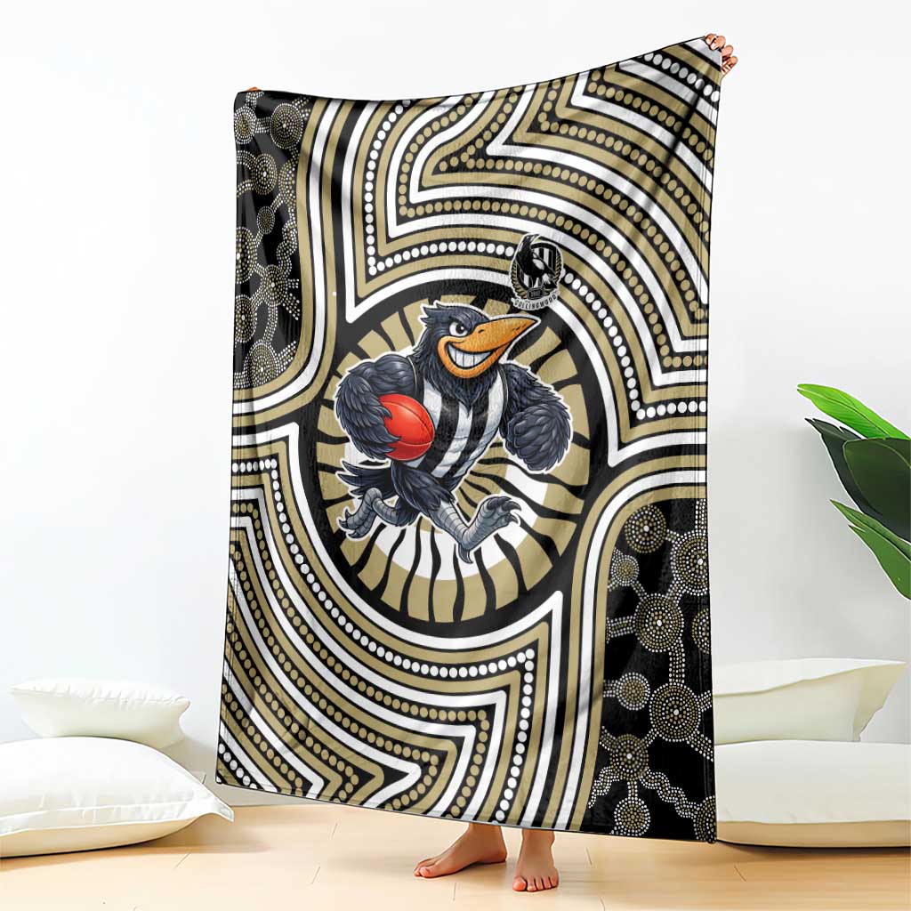 Collingwood Football Club Blanket Indigenous Monochrome Dot Art Mascot Style