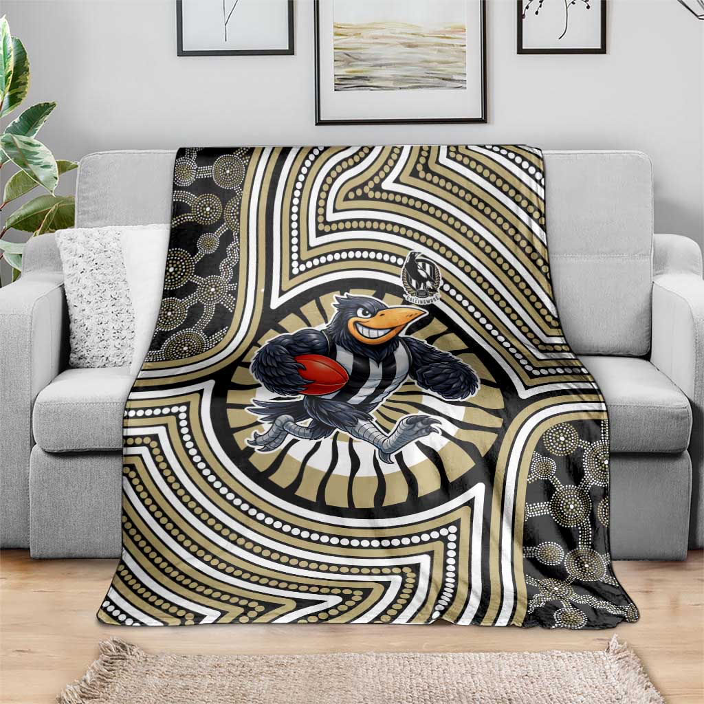 Collingwood Football Club Blanket Indigenous Monochrome Dot Art Mascot Style