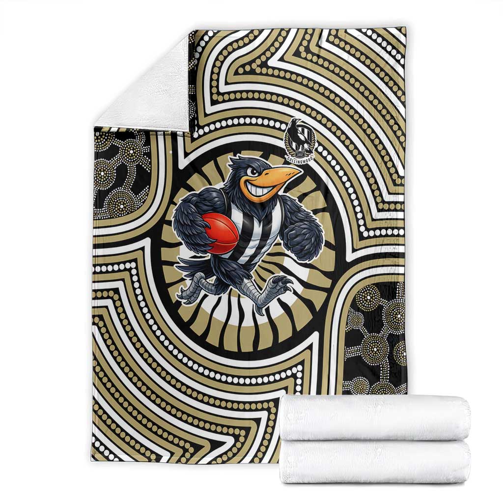 Collingwood Football Club Blanket Indigenous Monochrome Dot Art Mascot Style