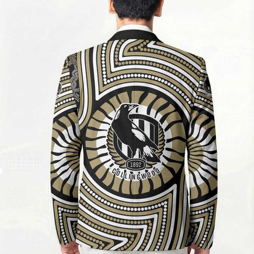 Collingwood Football Club Blazer Indigenous Monochrome Dot Art Mascot Style