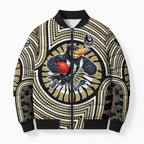 Collingwood Football Club Bomber Puffer Jacket Indigenous Monochrome Dot Art Mascot Style