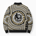 Collingwood Football Club Bomber Puffer Jacket Indigenous Monochrome Dot Art Mascot Style