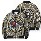 Collingwood Football Club Bomber Puffer Jacket Indigenous Monochrome Dot Art Mascot Style
