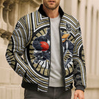 Collingwood Football Club Bomber Puffer Jacket Indigenous Monochrome Dot Art Mascot Style
