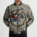 Collingwood Football Club Bomber Puffer Jacket Indigenous Monochrome Dot Art Mascot Style