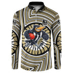 Collingwood Football Club Button Sweatshirt Indigenous Monochrome Dot Art Mascot Style