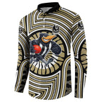 Collingwood Football Club Button Sweatshirt Indigenous Monochrome Dot Art Mascot Style