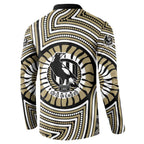 Collingwood Football Club Button Sweatshirt Indigenous Monochrome Dot Art Mascot Style