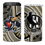 Collingwood Football Club 4 in 1 Can Cooler Tumbler Indigenous Monochrome Dot Art Mascot Style