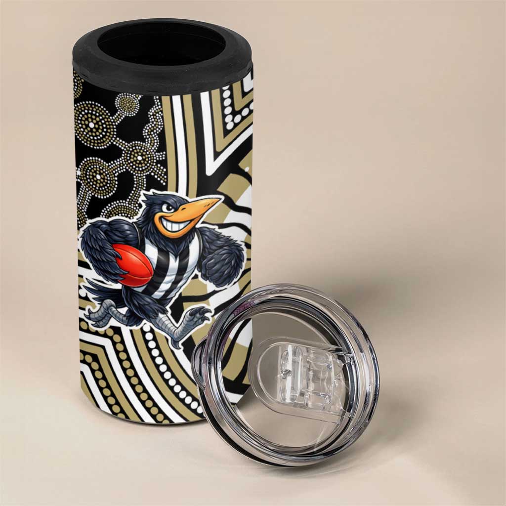 Collingwood Football Club 4 in 1 Can Cooler Tumbler Indigenous Monochrome Dot Art Mascot Style