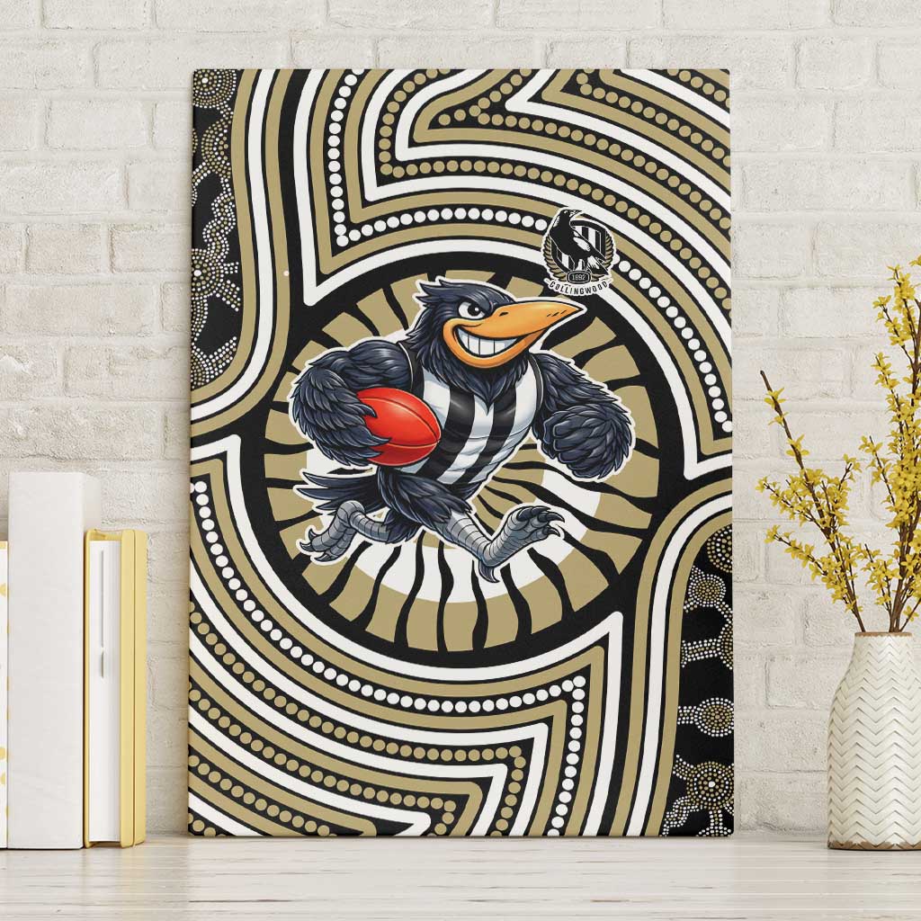 Collingwood Football Club Canvas Wall Art Indigenous Monochrome Dot Art Mascot Style