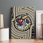 Collingwood Football Club Canvas Wall Art Indigenous Monochrome Dot Art Mascot Style