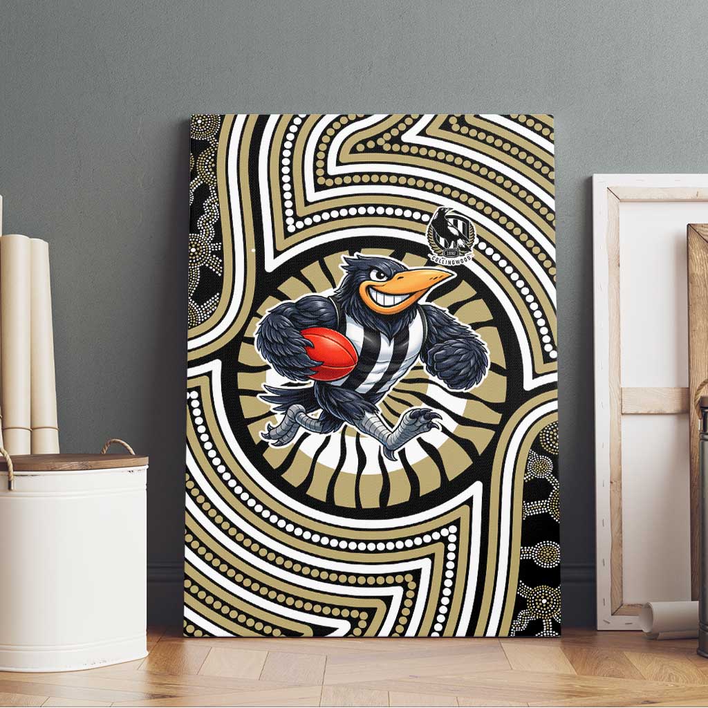 Collingwood Football Club Canvas Wall Art Indigenous Monochrome Dot Art Mascot Style