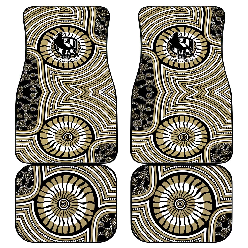 Collingwood Football Club Car Mats Indigenous Monochrome Dot Art Mascot Style
