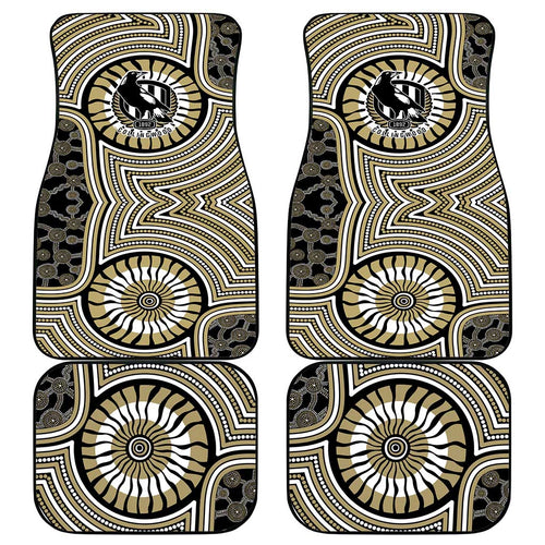 Collingwood Football Club Car Mats Indigenous Monochrome Dot Art Mascot Style