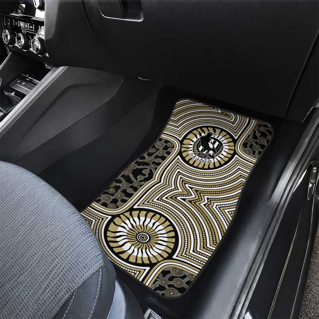 Collingwood Football Club Car Mats Indigenous Monochrome Dot Art Mascot Style