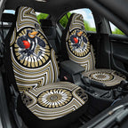 Collingwood Football Club Car Seat Cover Indigenous Monochrome Dot Art Mascot Style