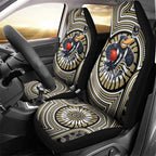 Collingwood Football Club Car Seat Cover Indigenous Monochrome Dot Art Mascot Style
