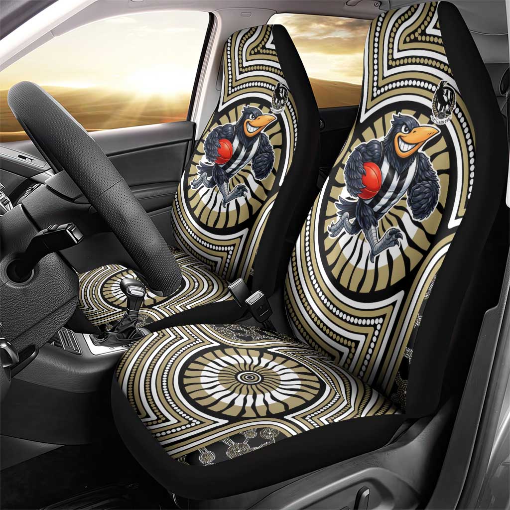 Collingwood Football Club Car Seat Cover Indigenous Monochrome Dot Art Mascot Style