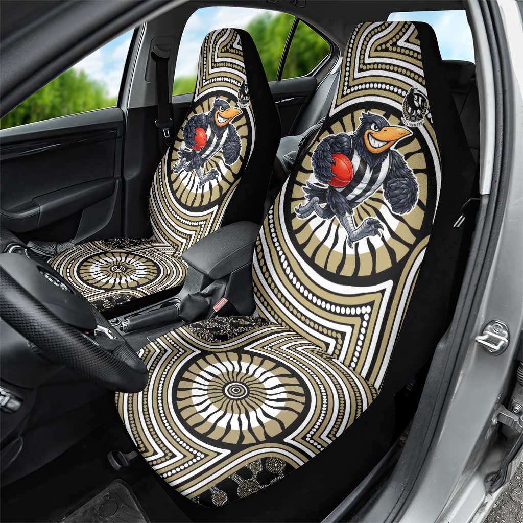 Collingwood Football Club Car Seat Cover Indigenous Monochrome Dot Art Mascot Style