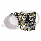 Collingwood Football Club Ceramic Mug Indigenous Monochrome Dot Art Mascot Style