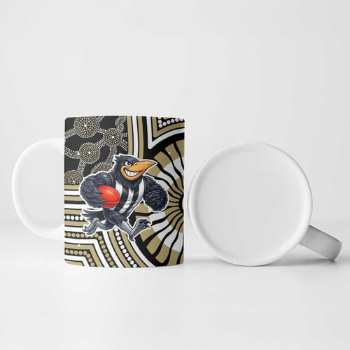 Collingwood Football Club Ceramic Mug Indigenous Monochrome Dot Art Mascot Style