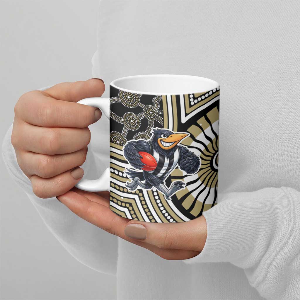 Collingwood Football Club Ceramic Mug Indigenous Monochrome Dot Art Mascot Style