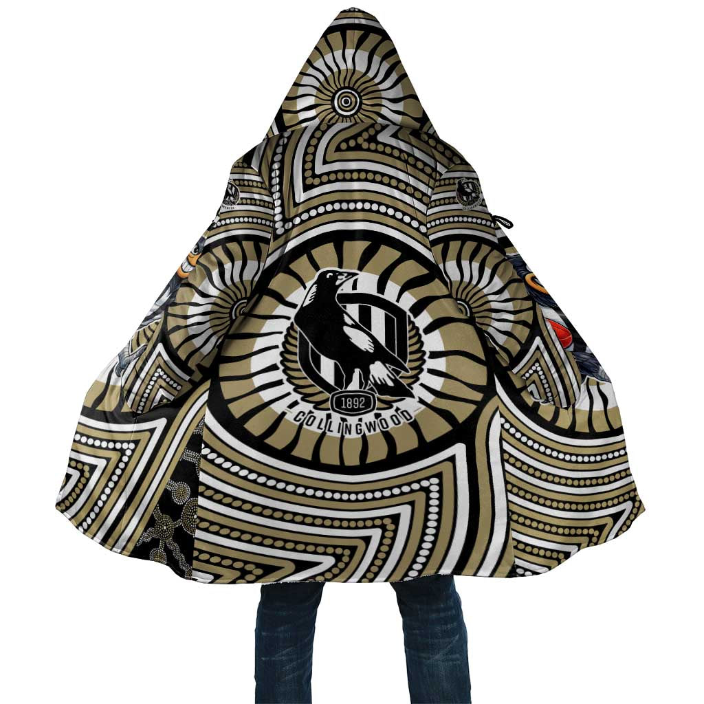 Collingwood Football Club Cloak Indigenous Monochrome Dot Art Mascot Style