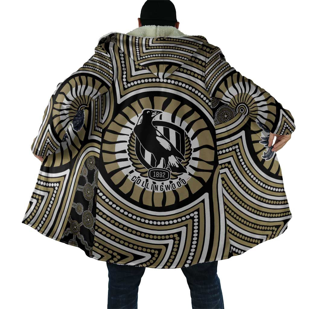 Collingwood Football Club Cloak Indigenous Monochrome Dot Art Mascot Style