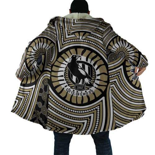 Collingwood Football Club Cloak Indigenous Monochrome Dot Art Mascot Style