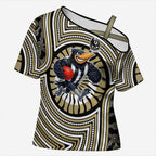 Collingwood Football Club Cross Shoulder Shirt Indigenous Monochrome Dot Art Mascot Style
