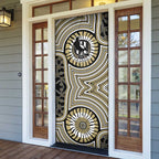 Collingwood Football Club Door Cover Indigenous Monochrome Dot Art Mascot Style