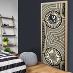 Collingwood Football Club Door Cover Indigenous Monochrome Dot Art Mascot Style