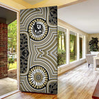 Collingwood Football Club Door Cover Indigenous Monochrome Dot Art Mascot Style