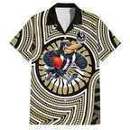 Collingwood Football Club Family Matching Long Sleeve Bodycon Dress and Hawaiian Shirt Indigenous Monochrome Dot Art Mascot Style