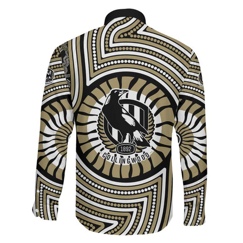 Collingwood Football Club Family Matching Mermaid Dress and Hawaiian Shirt Indigenous Monochrome Dot Art Mascot Style