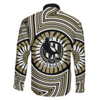 Collingwood Football Club Family Matching Off The Shoulder Long Sleeve Dress and Hawaiian Shirt Indigenous Monochrome Dot Art Mascot Style