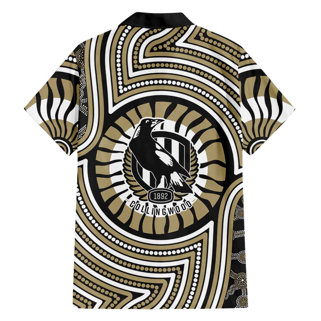 Collingwood Football Club Family Matching Puletasi and Hawaiian Shirt Indigenous Monochrome Dot Art Mascot Style