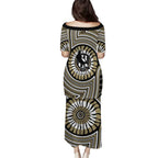 Collingwood Football Club Family Matching Puletasi and Hawaiian Shirt Indigenous Monochrome Dot Art Mascot Style