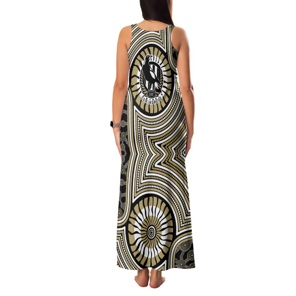 Collingwood Football Club Family Matching Tank Maxi Dress and Hawaiian Shirt Indigenous Monochrome Dot Art Mascot Style
