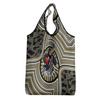Collingwood Football Club Grocery Bag Indigenous Monochrome Dot Art Mascot Style