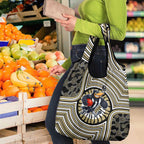 Collingwood Football Club Grocery Bag Indigenous Monochrome Dot Art Mascot Style