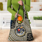 Collingwood Football Club Grocery Bag Indigenous Monochrome Dot Art Mascot Style
