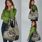 Collingwood Football Club Grocery Bag Indigenous Monochrome Dot Art Mascot Style