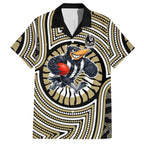 Collingwood Football Club Hawaiian Shirt Indigenous Monochrome Dot Art Mascot Style